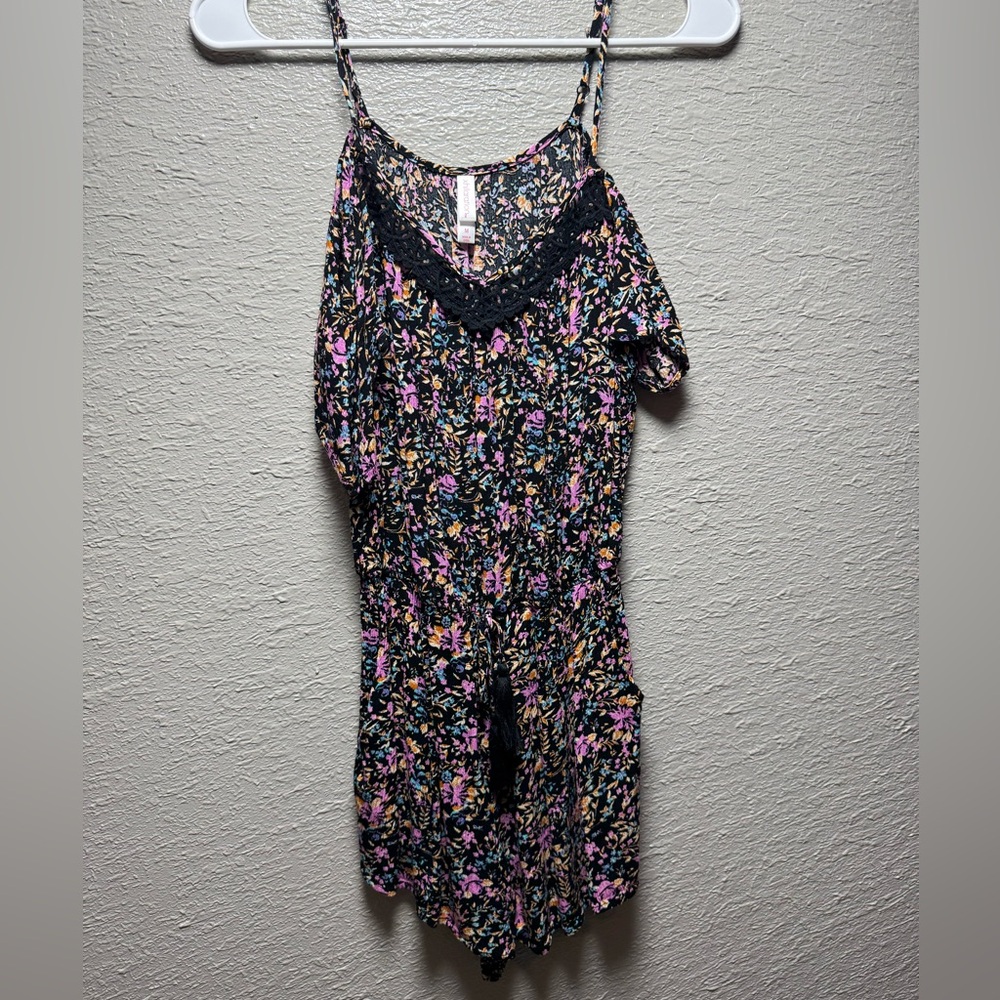 Romper with shorts and off shoulder sleeve